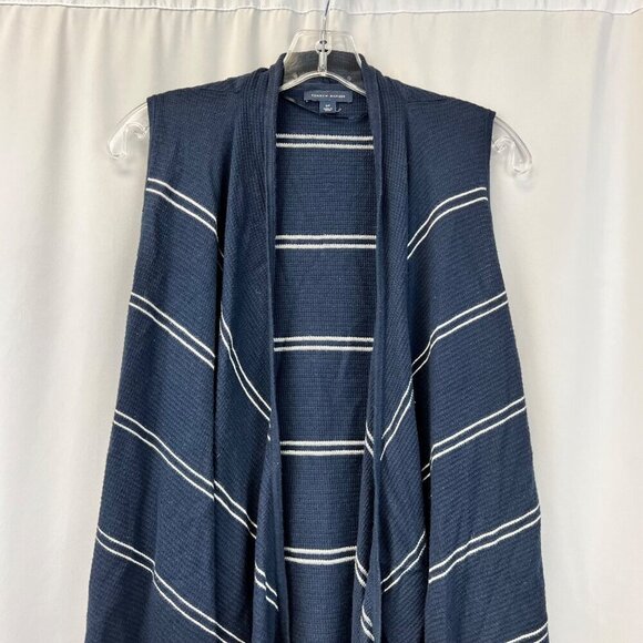 Tommy Hilfiger Womens Open Front Knit Sleeveless Cardigan Navy/White Size S/P - Picture 2 of 8